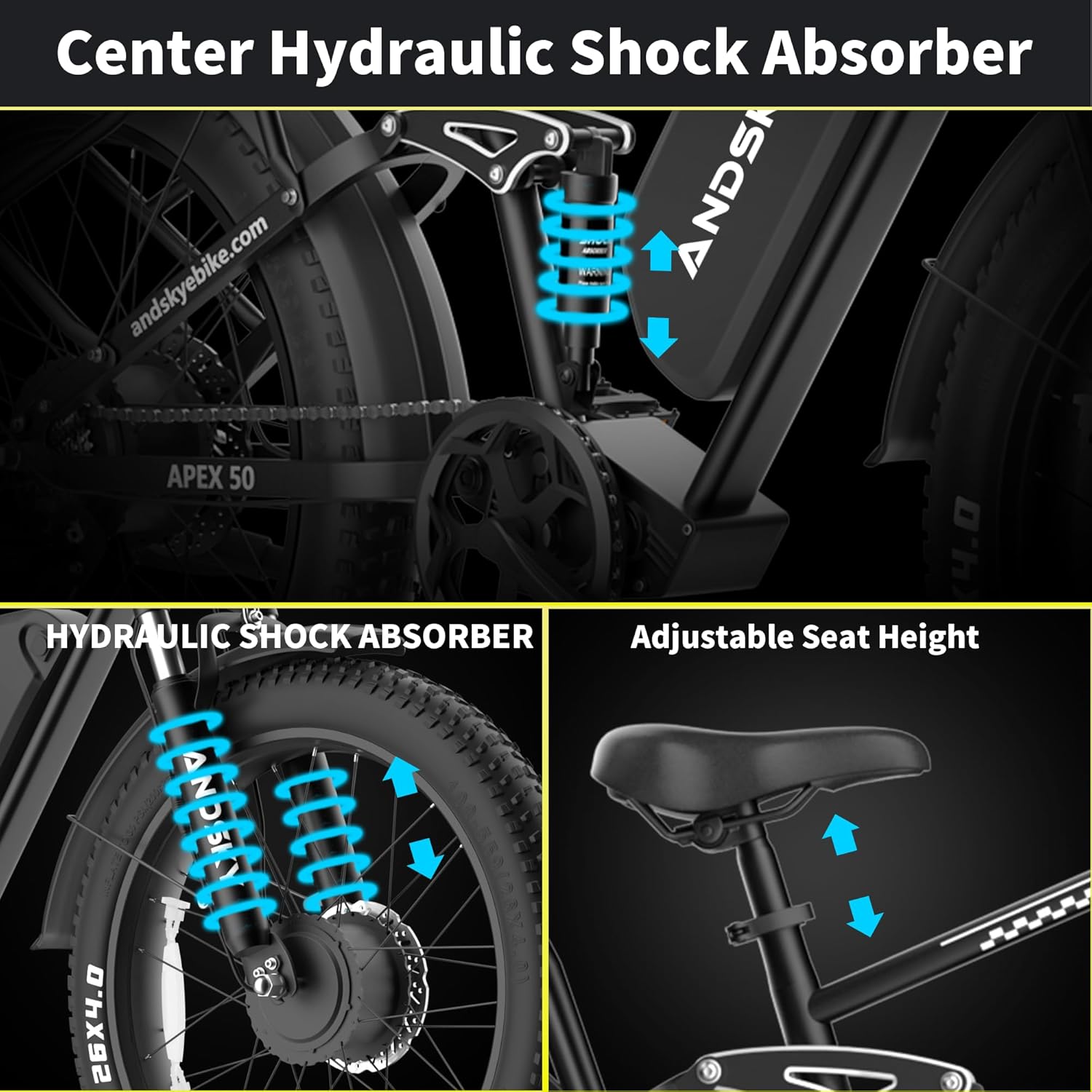 ANDSKY Apex50 AWD Electric Bik - огляд і ціна 48V 1500W Rear Hub Motor With Battery